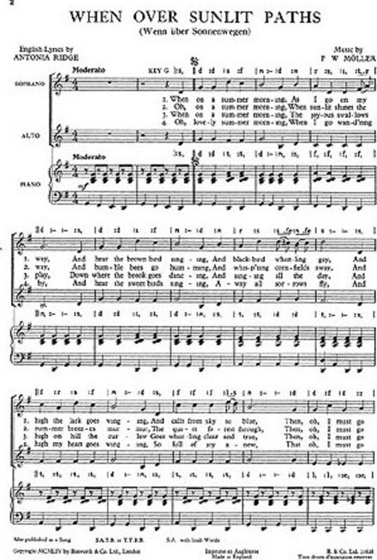 Moller When Over Sunlit Paths SA/Piano(Arc Book
