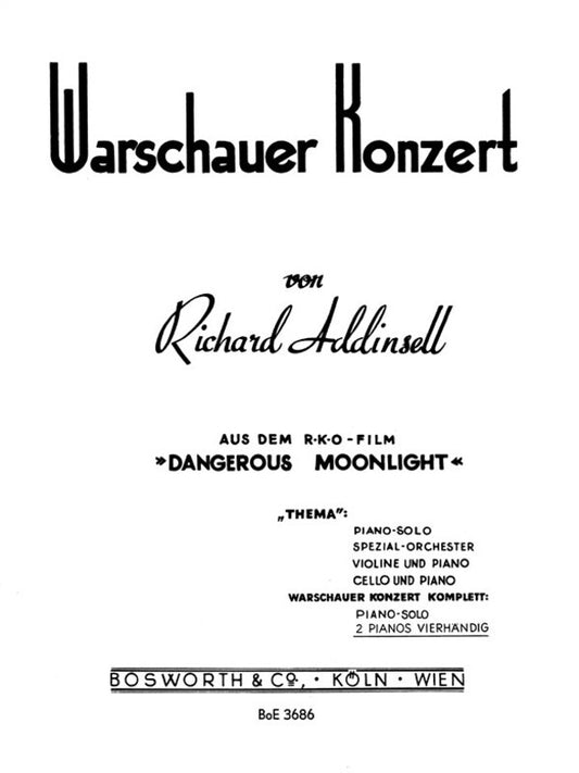 Addinsell - Warsaw Concerto For 2 Pianos 4 Hands (Softcover Book)