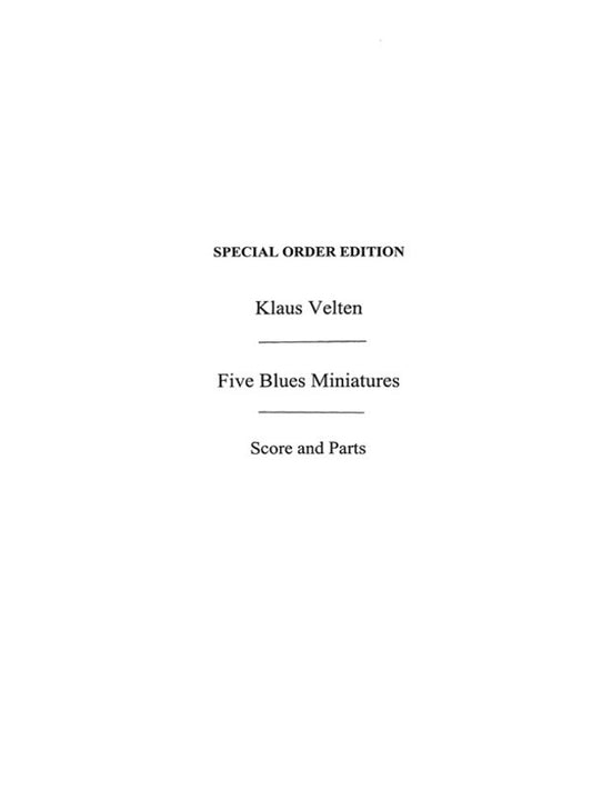 Velten Blues Miniatures Recorder Ens.(Ar Book