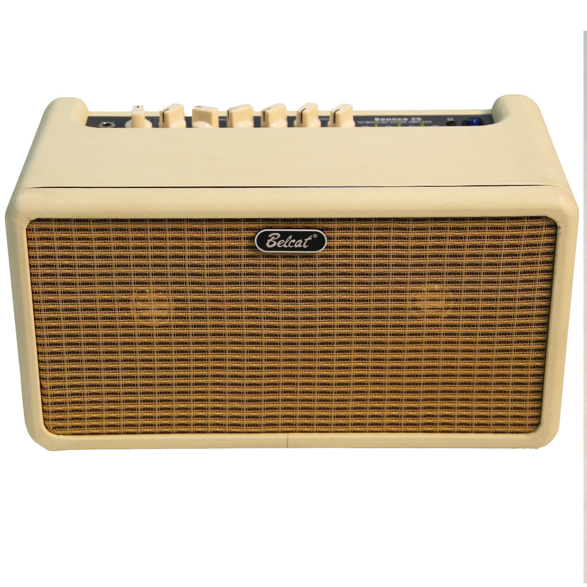 Belcat Bounce 25 Modeling Guitar Amp - Vintage Cream, 25W, Bluetooth, 5-inch speakers, 6 effects, integrated drum machine, USB-C powered