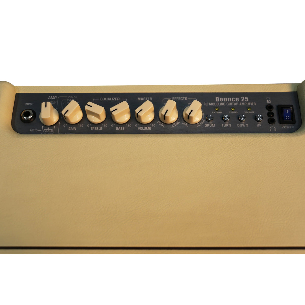 Belcat Bounce 25 Modeling Guitar Amp - Vintage Cream, 25W, Bluetooth, 5-inch speakers, 6 effects, integrated drum machine, USB-C powered — view 2