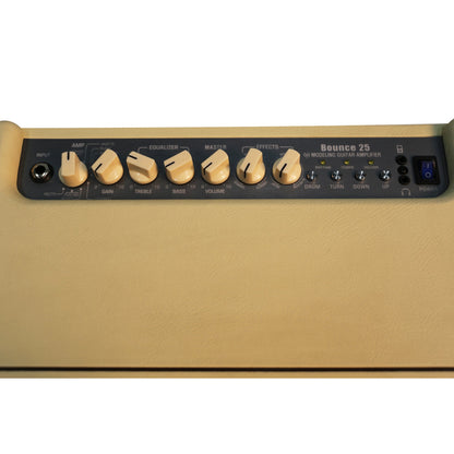 Belcat Bounce 25 Modeling Guitar Amp - Vintage Cream, 25W, Bluetooth, 5-inch speakers, 6 effects, integrated drum machine, USB-C powered — view 2