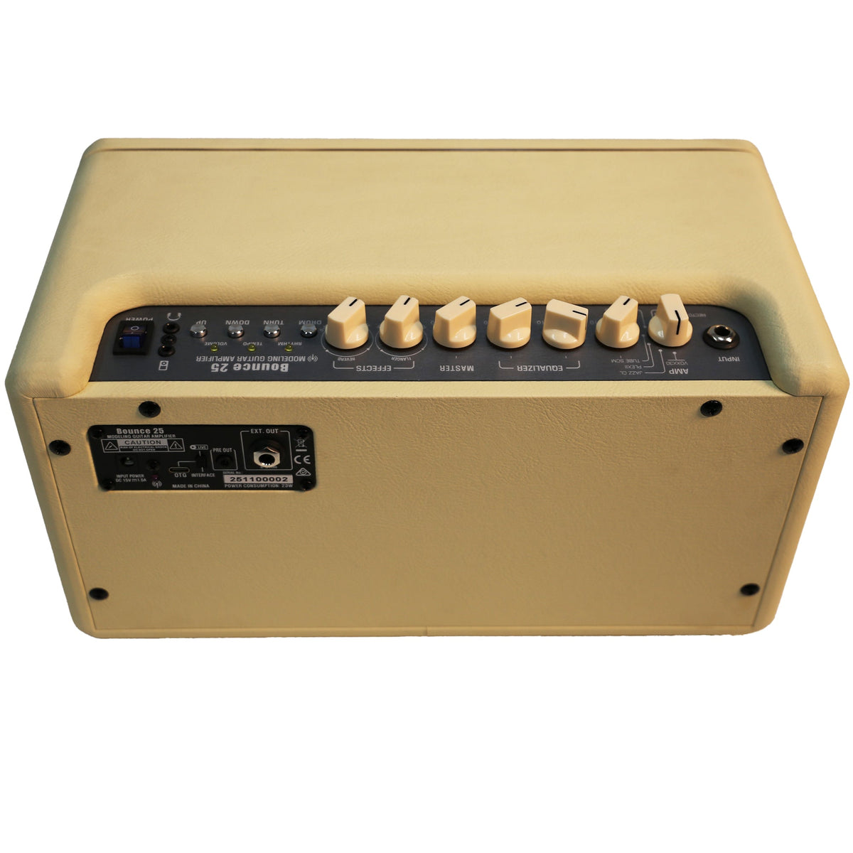 Belcat Bounce 25 Modeling Guitar Amp - Vintage Cream, 25W, Bluetooth, 5-inch speakers, 6 effects, integrated drum machine, USB-C powered — view 3