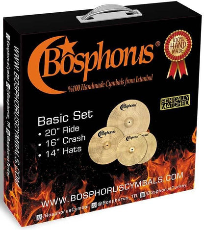 Bosphorus Basic Cymbal Box Set - 14" Hi-hats, 16" Crash, 20" Ride