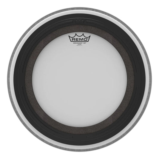 REMO White Coated Ambassador SMT Coated Bass Drum Head, 16"