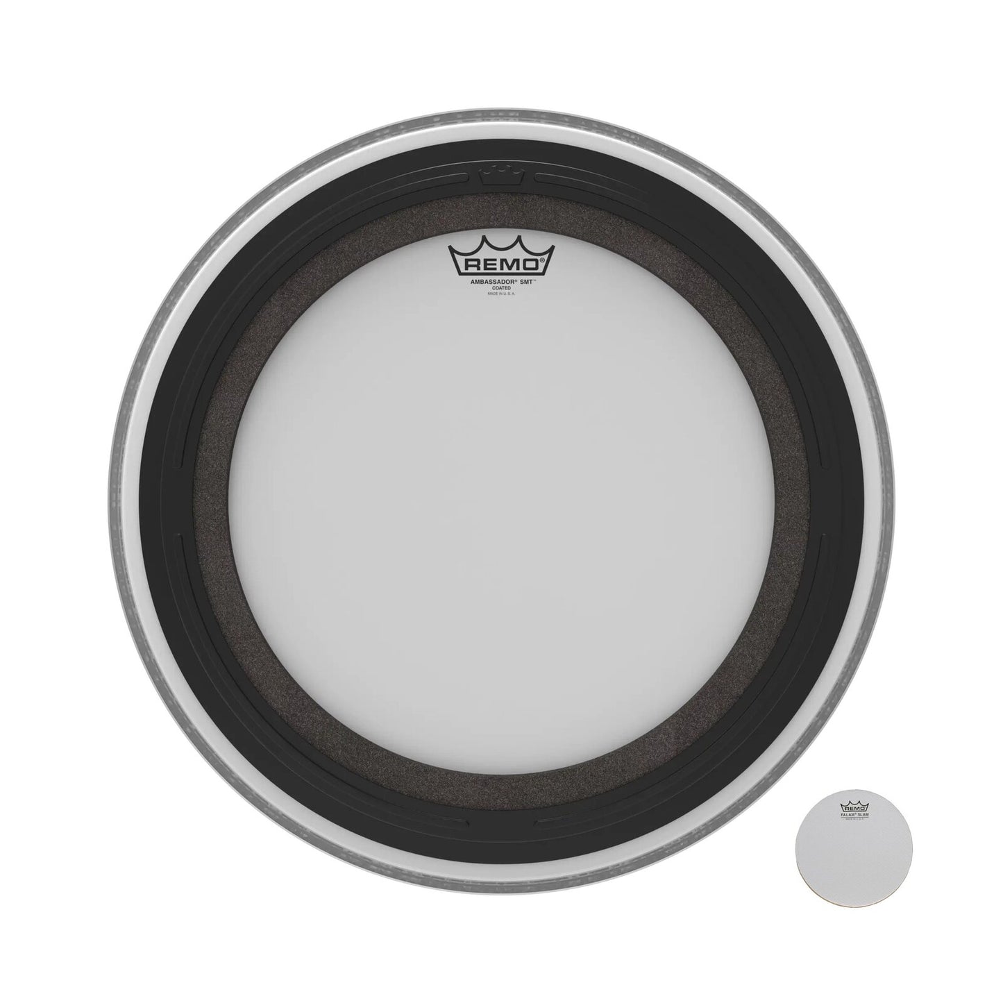 REMO White Coated Ambassador SMT Coated Bass Drum Head, 18" — view 3