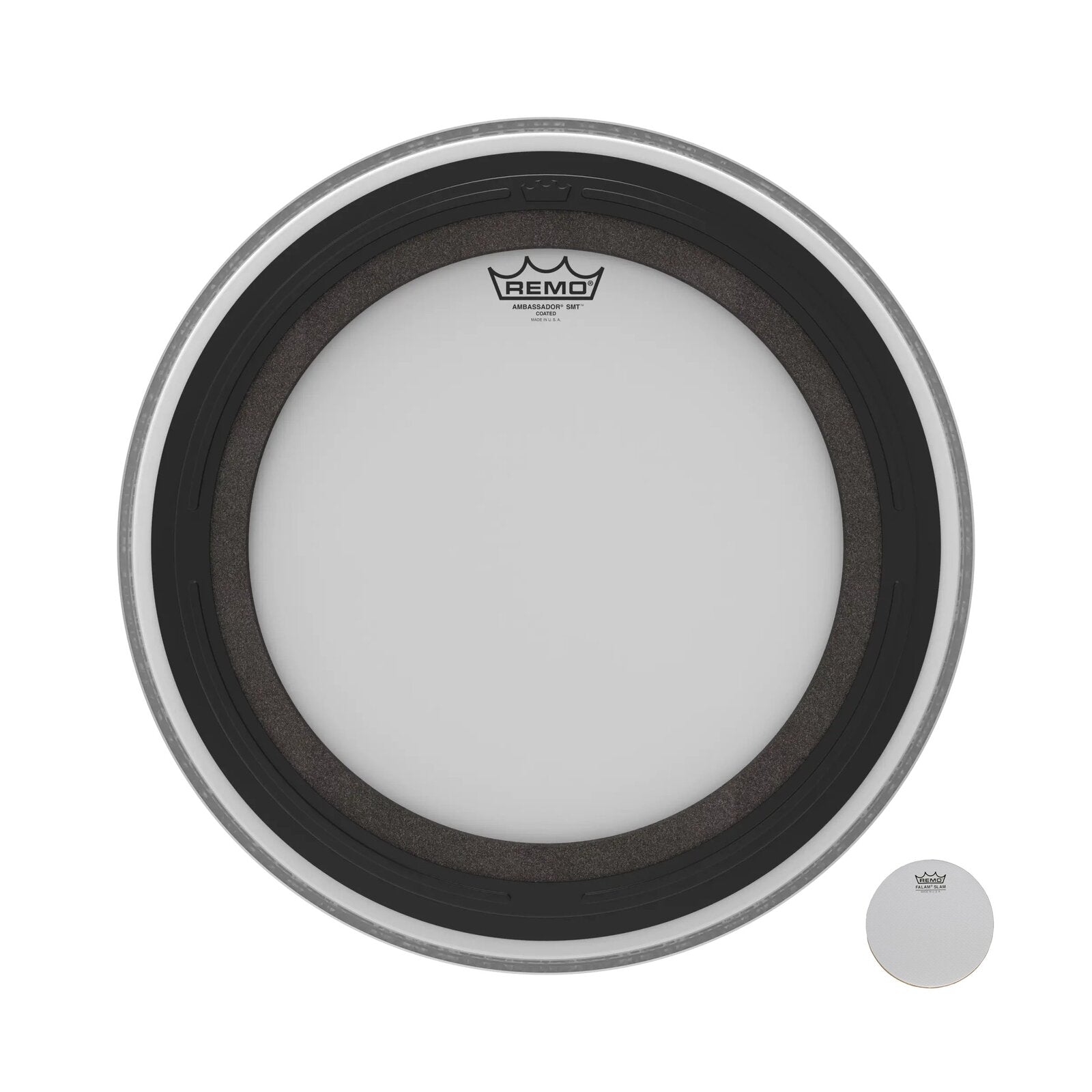 REMO White Coated Ambassador SMT Coated Bass Drum Head, 18" — view 3