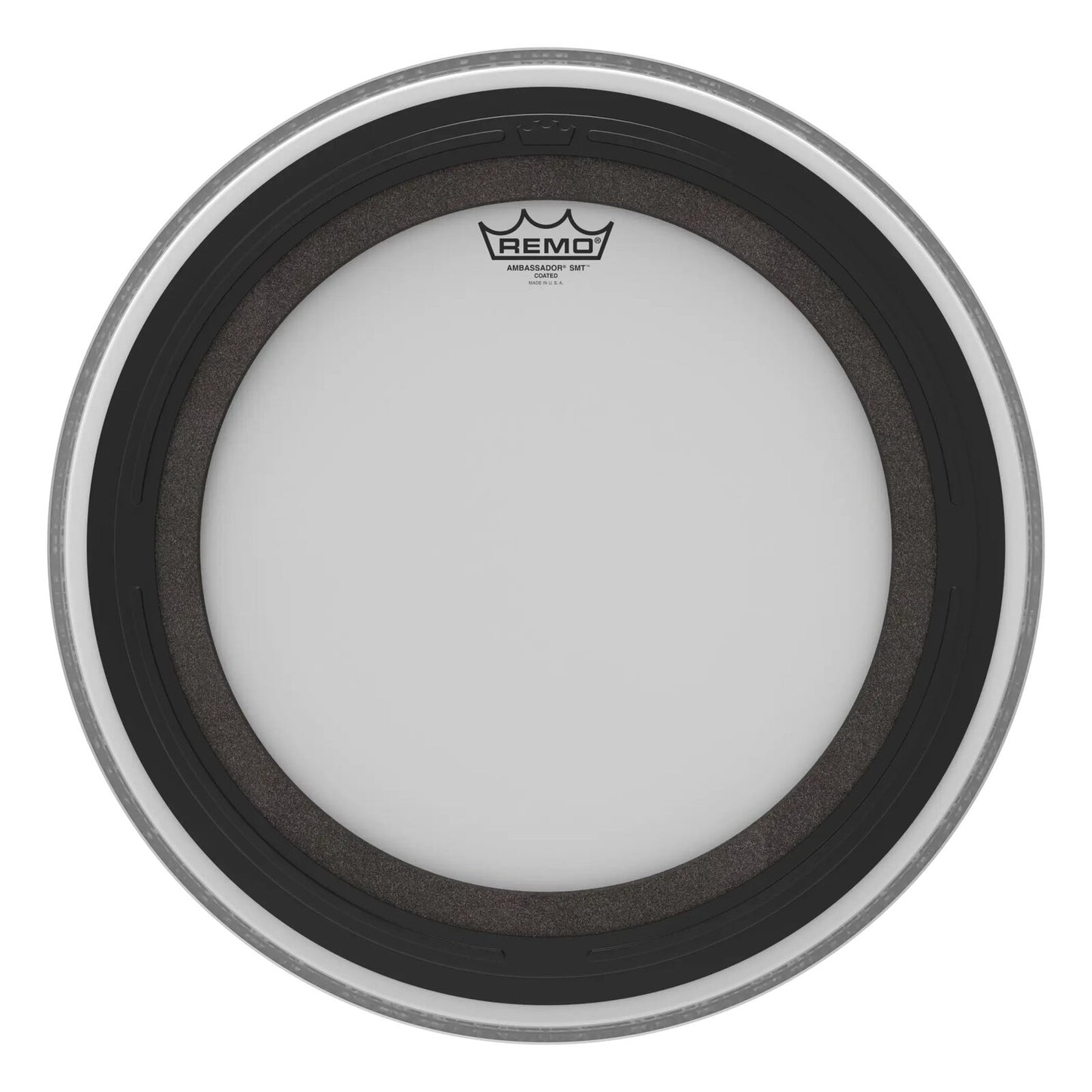 REMO White Coated Ambassador SMT Coated Bass Drum Head, 18"