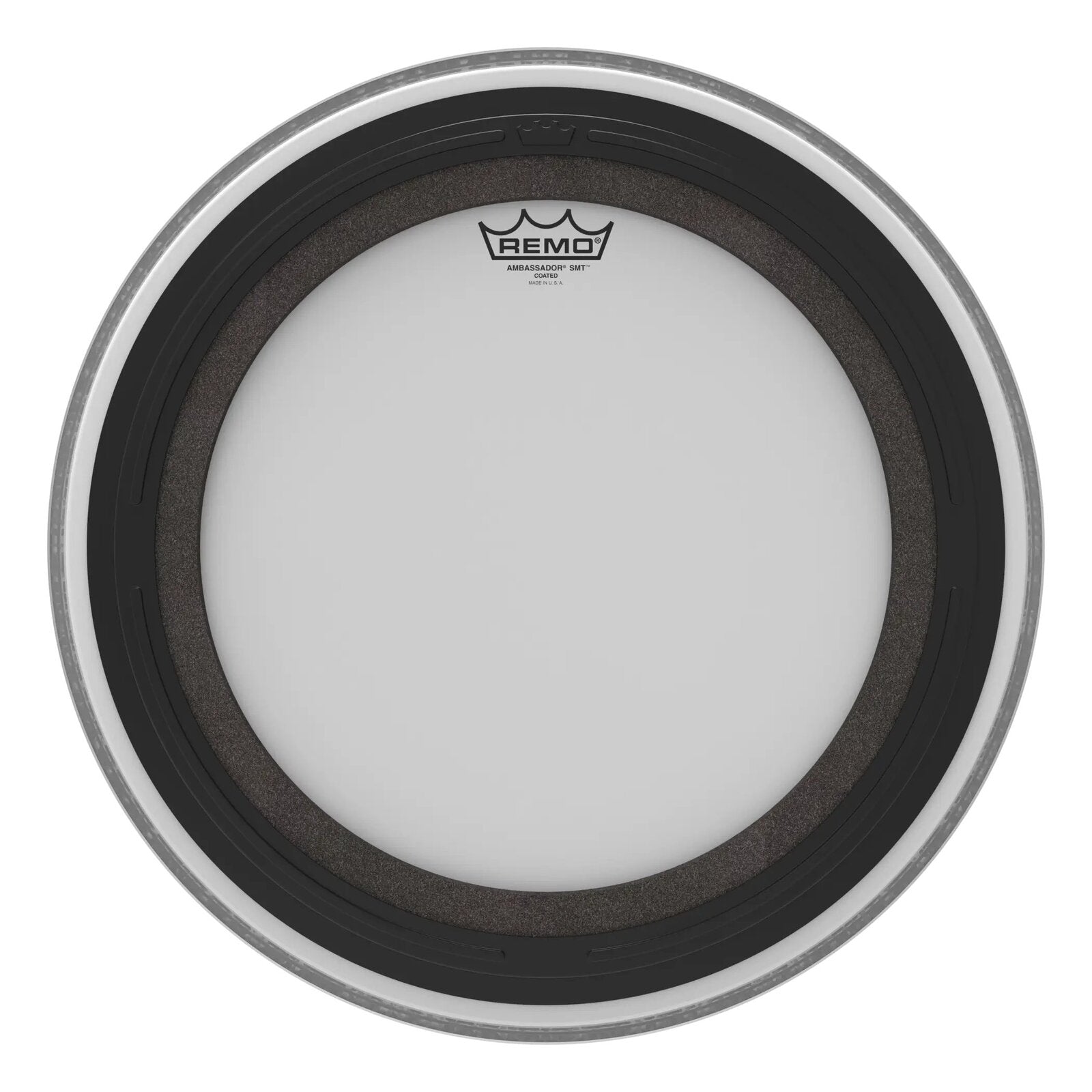 REMO White Coated Ambassador SMT Coated Bass Drum Head, 18"