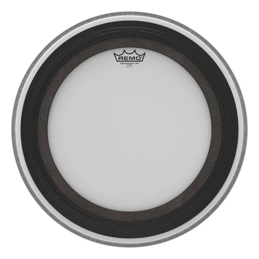 REMO White Coated Ambassador SMT Coated Bass Drum Head, 18"