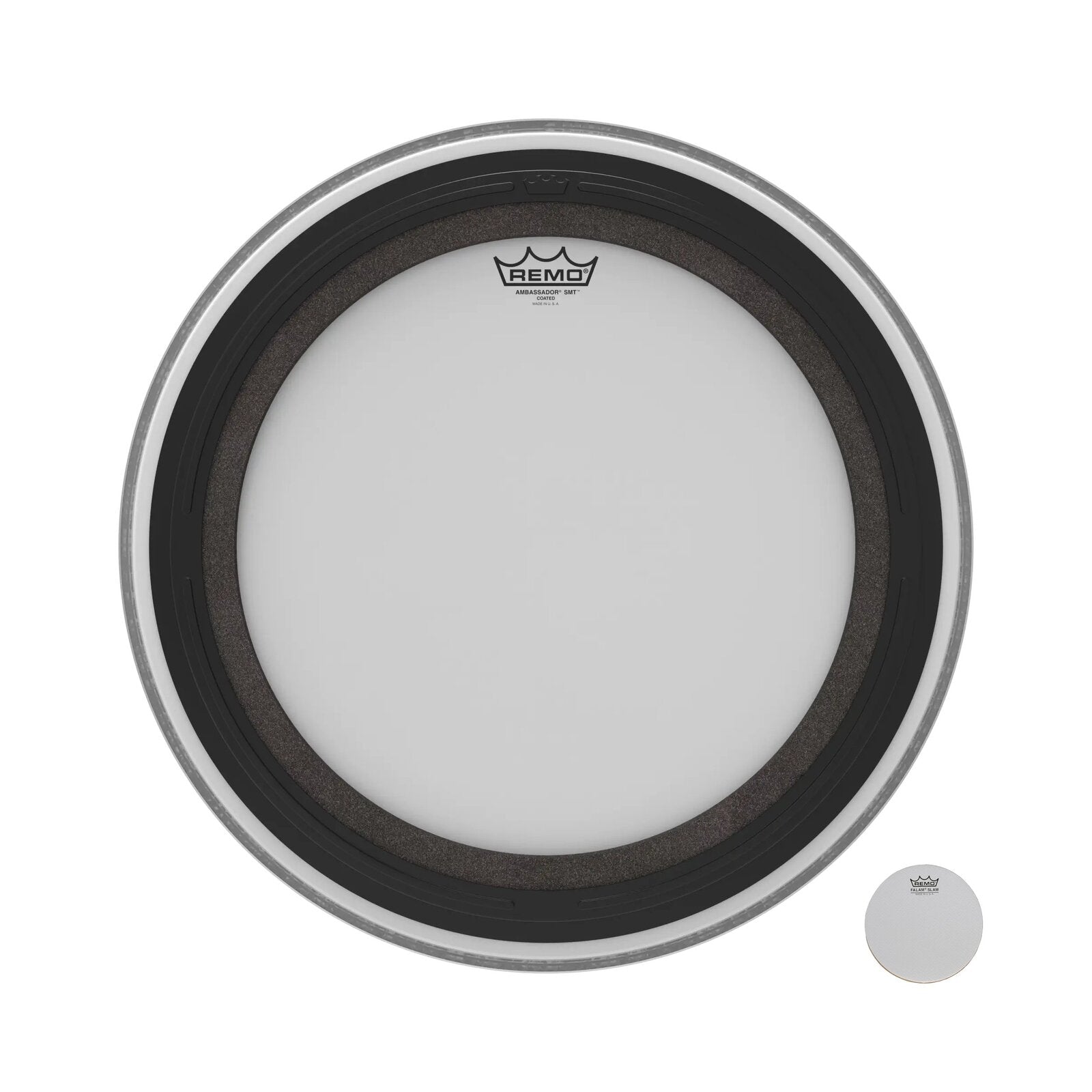 REMO White Coated Ambassador SMT Coated Bass Drum Head, 20" — view 3