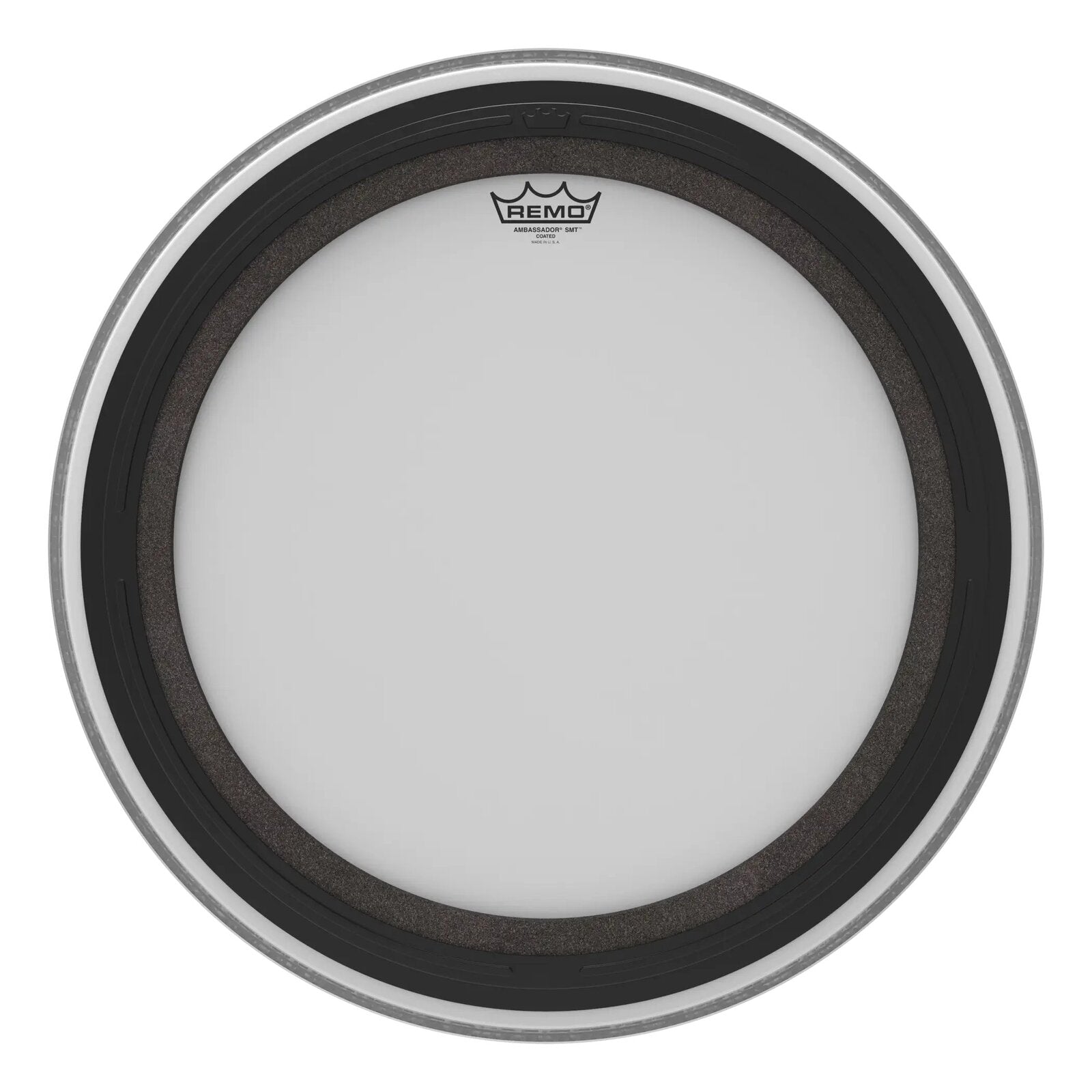 REMO White Coated Ambassador SMT Coated Bass Drum Head, 22"