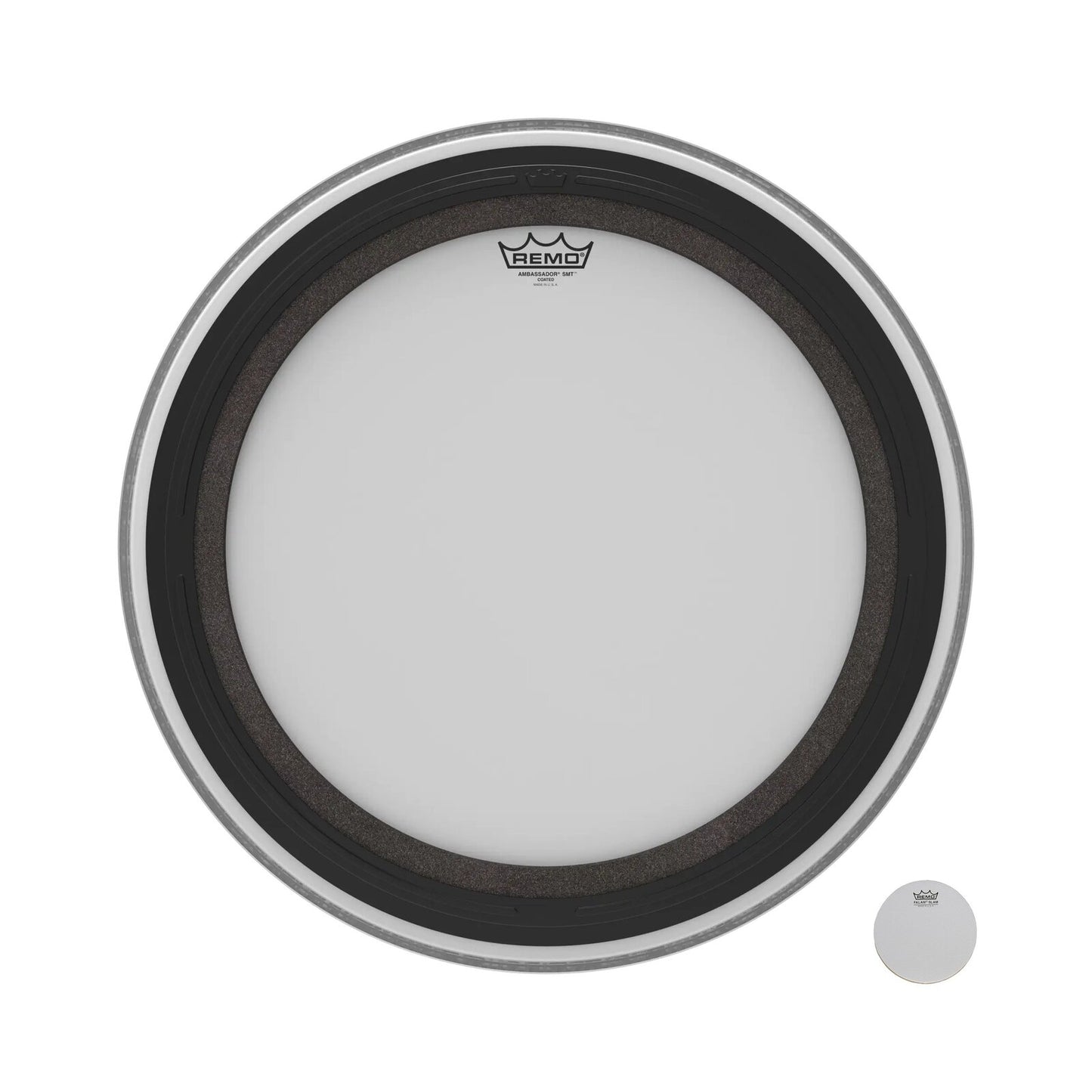 REMO White Coated Ambassador SMT Coated Bass Drum Head, 22" — view 3