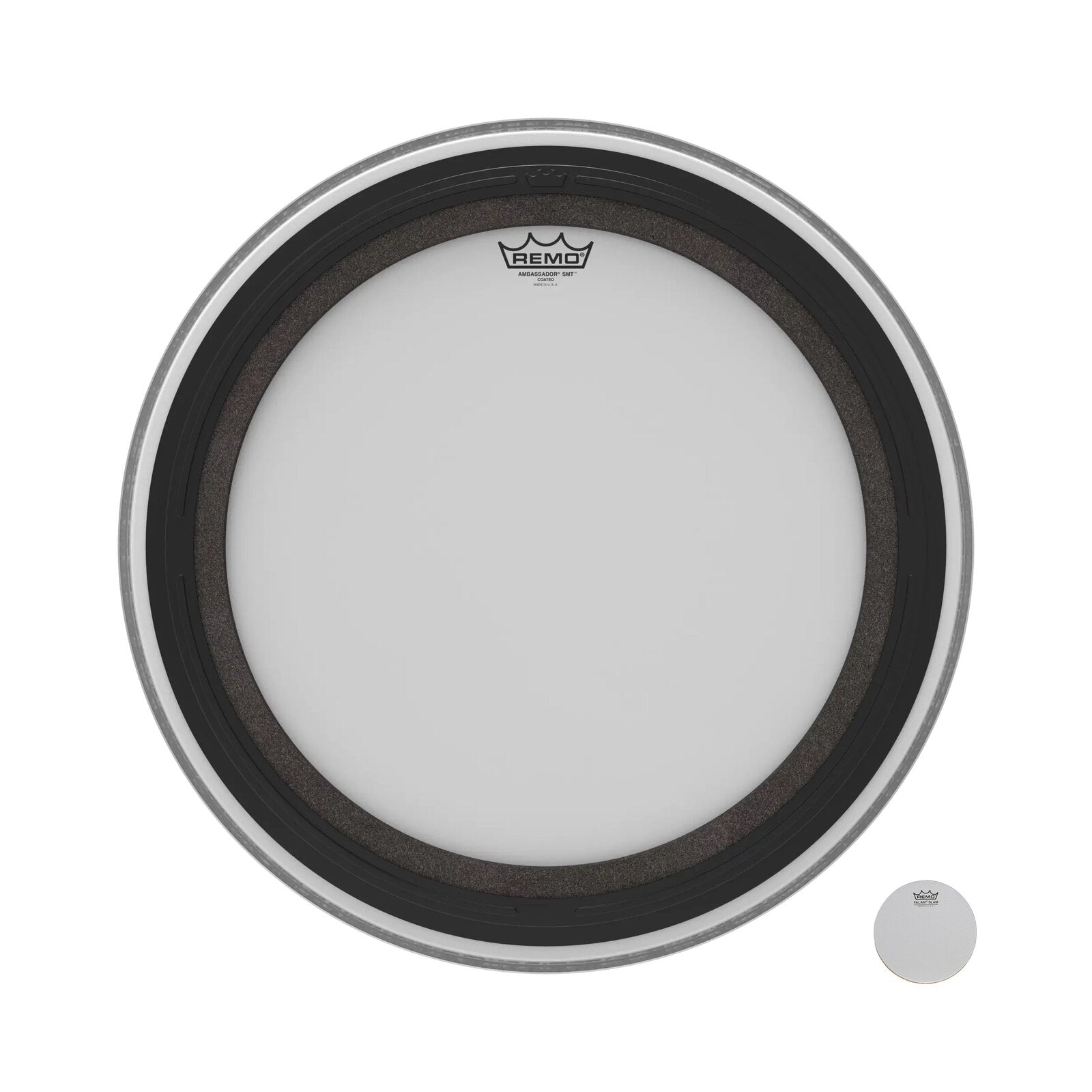 REMO White Coated Ambassador SMT Coated Bass Drum Head, 22" — view 3