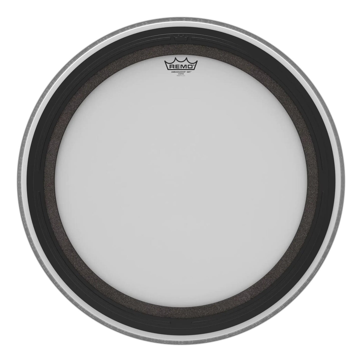 REMO White Coated Ambassador SMT Coated Bass Drum Head, 24"