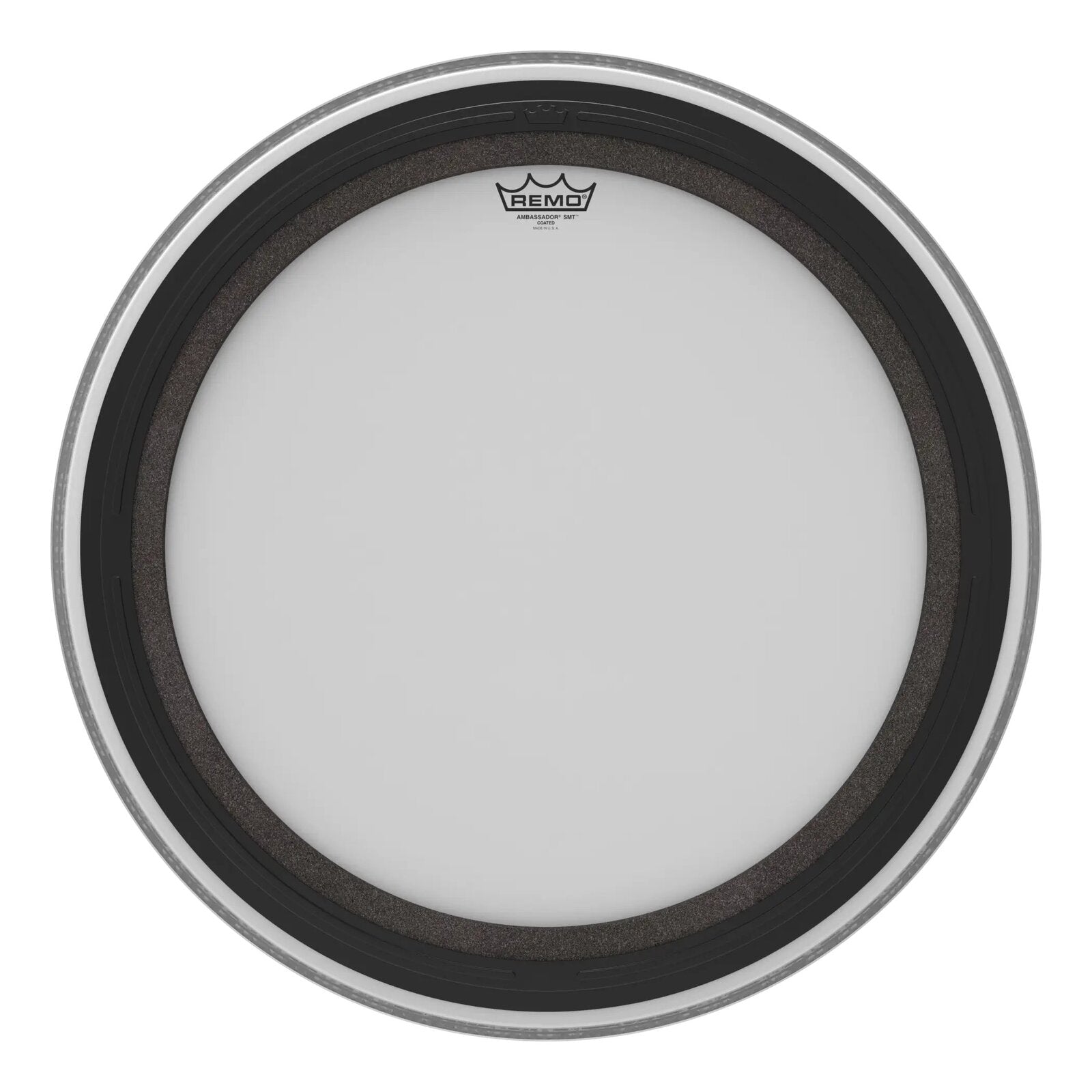 REMO White Coated Ambassador SMT Coated Bass Drum Head, 24"