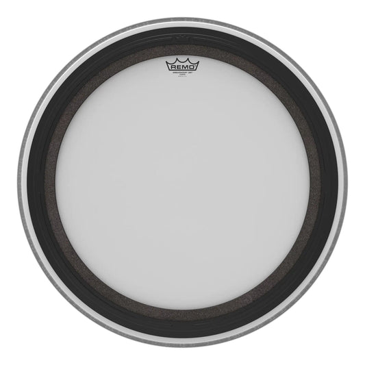 REMO White Coated Ambassador SMT Coated Bass Drum Head, 24"