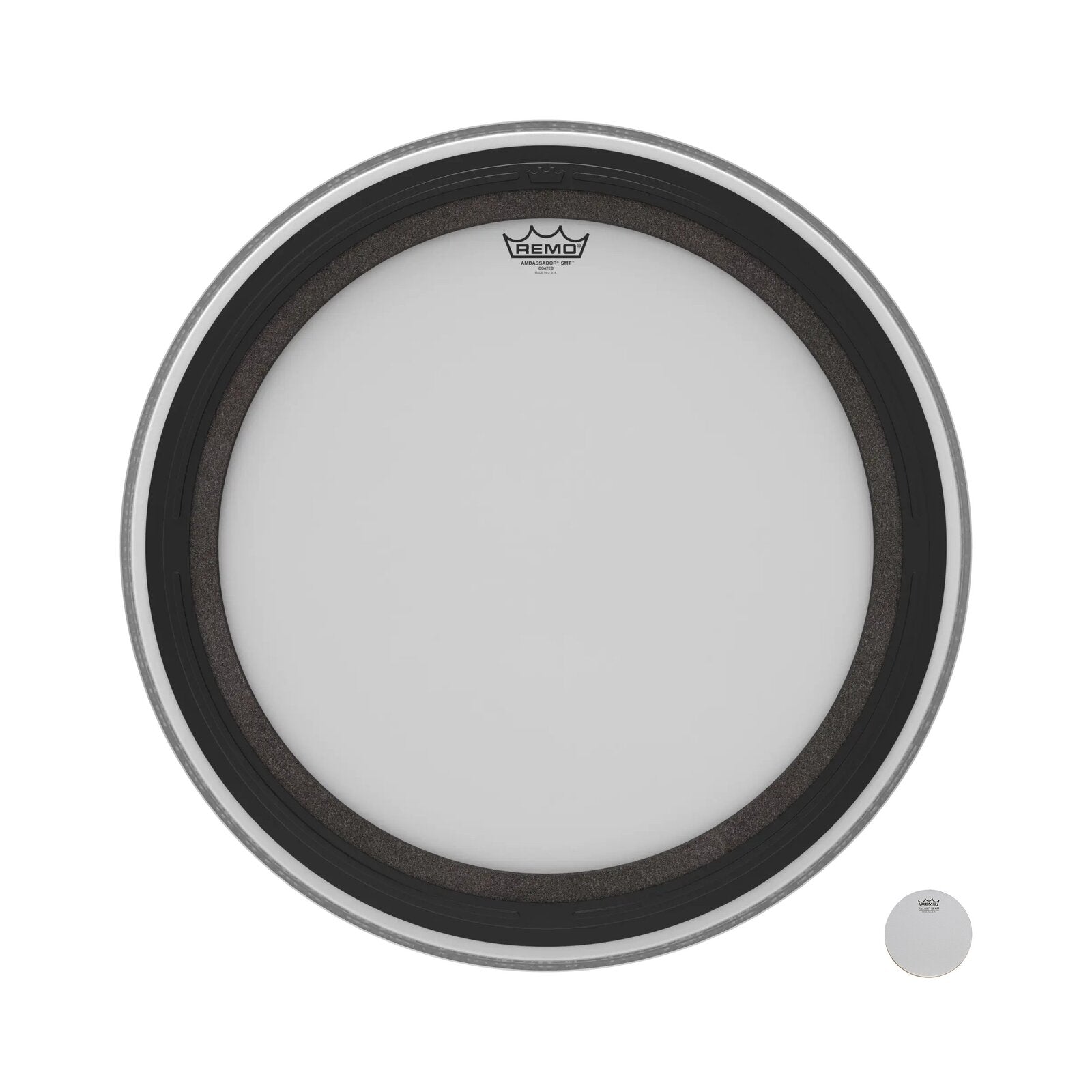 REMO White Coated Ambassador SMT Coated Bass Drum Head, 24" — view 3