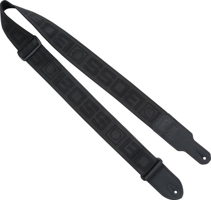 BOSS BSM-20-BB Monogram Guitar Strap - Black with Black Logo, 2" Wide, USA-Made Polyester, Iconic Repeating Design — view 3