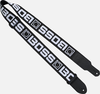 BOSS BSM-20-BW Monogram Guitar Strap - Black with White Logo, 2-Inch Wide, USA-Made, Iconic Design
