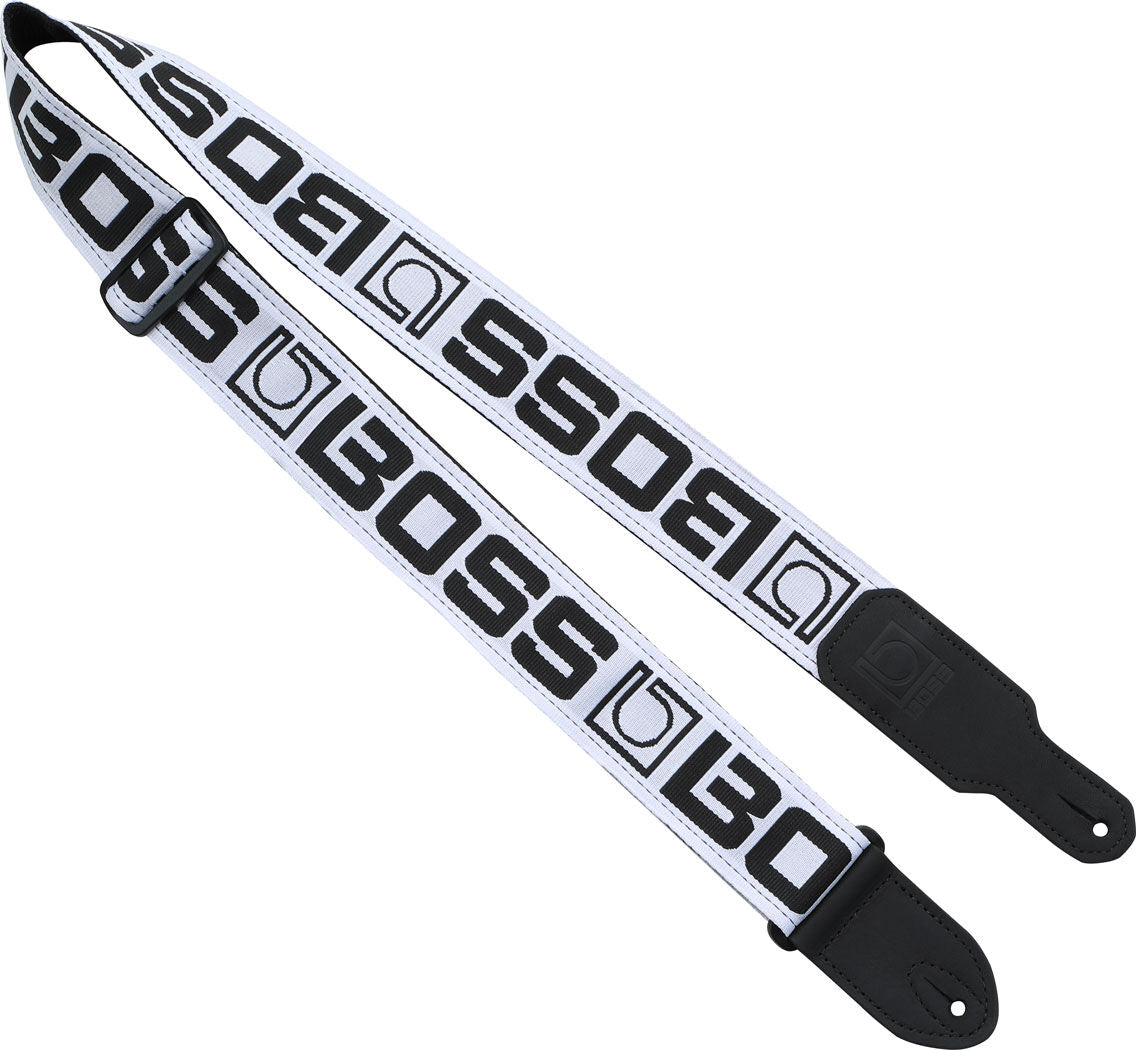 BOSS BSM-20-BW Monogram Guitar Strap - Black with White Logo, 2-Inch Wide, USA-Made, Iconic Design — view 4