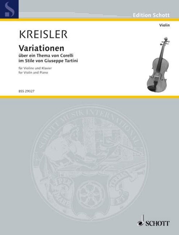 Variations On Theme Corelli Arr Kreisler Violin/Piano Book