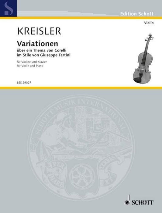 Variations On Theme Corelli Arr Kreisler Violin/Piano Book