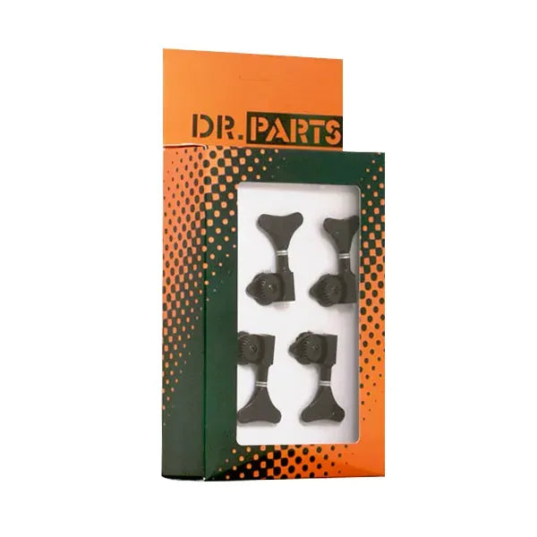 Dr Parts Bass Uke Machine Head Set - Black Diecast Open Gears