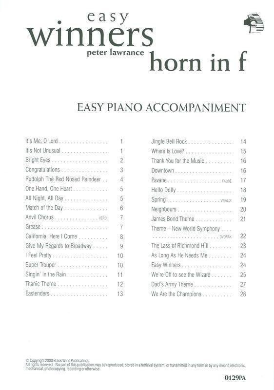 Easy Winners — F Horn, Piano Accompaniment (arr. Lawrance) (Brass Wind Publications)