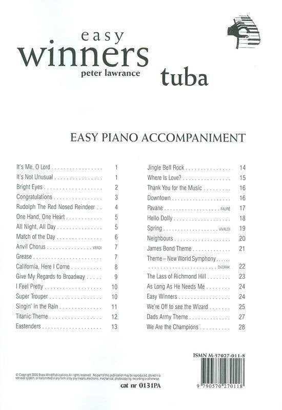 Easy Winners E Flat Bass/Tuba Piano Accomp (Brass Wind Publications)