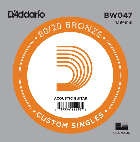 D'Addario BW047 Bronze Wound Acoustic Guitar Single String, .047