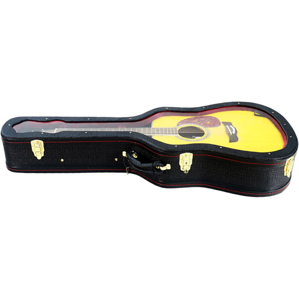 FZONE Black Wooden Acoustic Guitar Case with Transparent Acrylic Top, 41" Dreadnought, Red Plush Lining, Golden Plated Locks — view 5