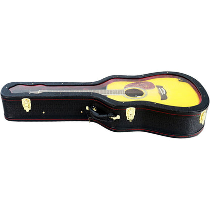 FZONE Black Wooden Acoustic Guitar Case with Transparent Acrylic Top, 41" Dreadnought, Red Plush Lining, Golden Plated Locks — view 5
