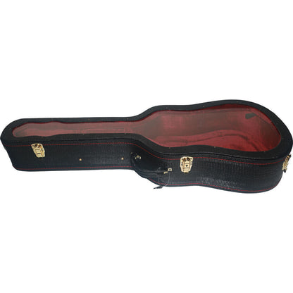 FZONE Black Wooden Acoustic Guitar Case with Transparent Acrylic Top, 41" Dreadnought, Red Plush Lining, Golden Plated Locks — view 2