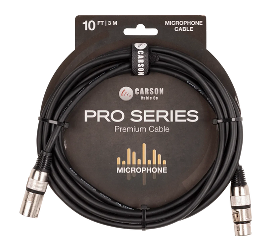 Carson Cable Co 10ft XLR Male to Female Microphone Cable