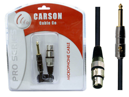 Carson Microphone Cable Professional Heavy Duty XLR(F) To " Phono Jack(M) 30