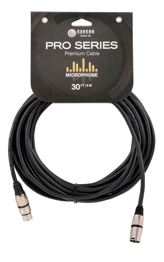 Carson Cable Co Pro 30ft Microphone Cable Female XLR to Male XLR