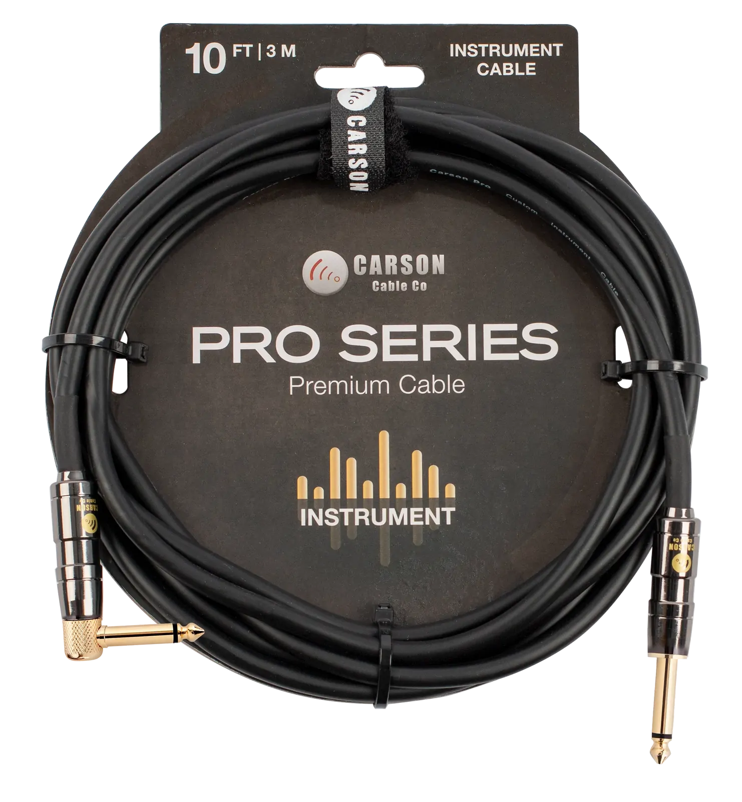 Carson Cable Co Pro 10ft Guitar Cable with Straight to Right Angle Jacks