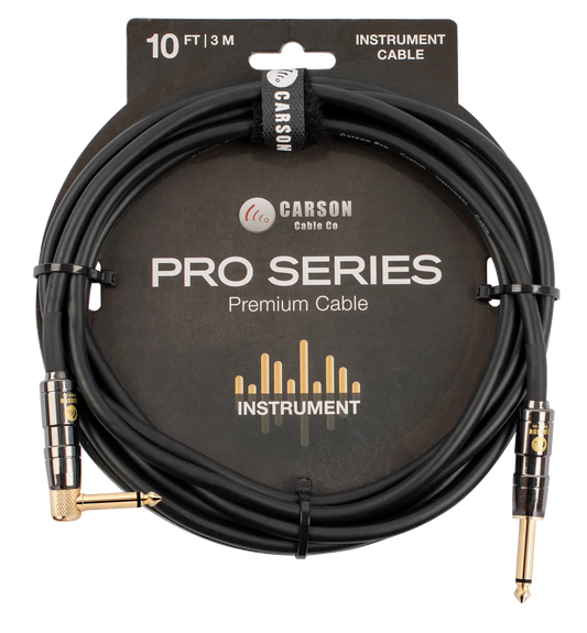 Carson Cable Co Pro 10ft Guitar Cable with Straight to Right Angle Jacks