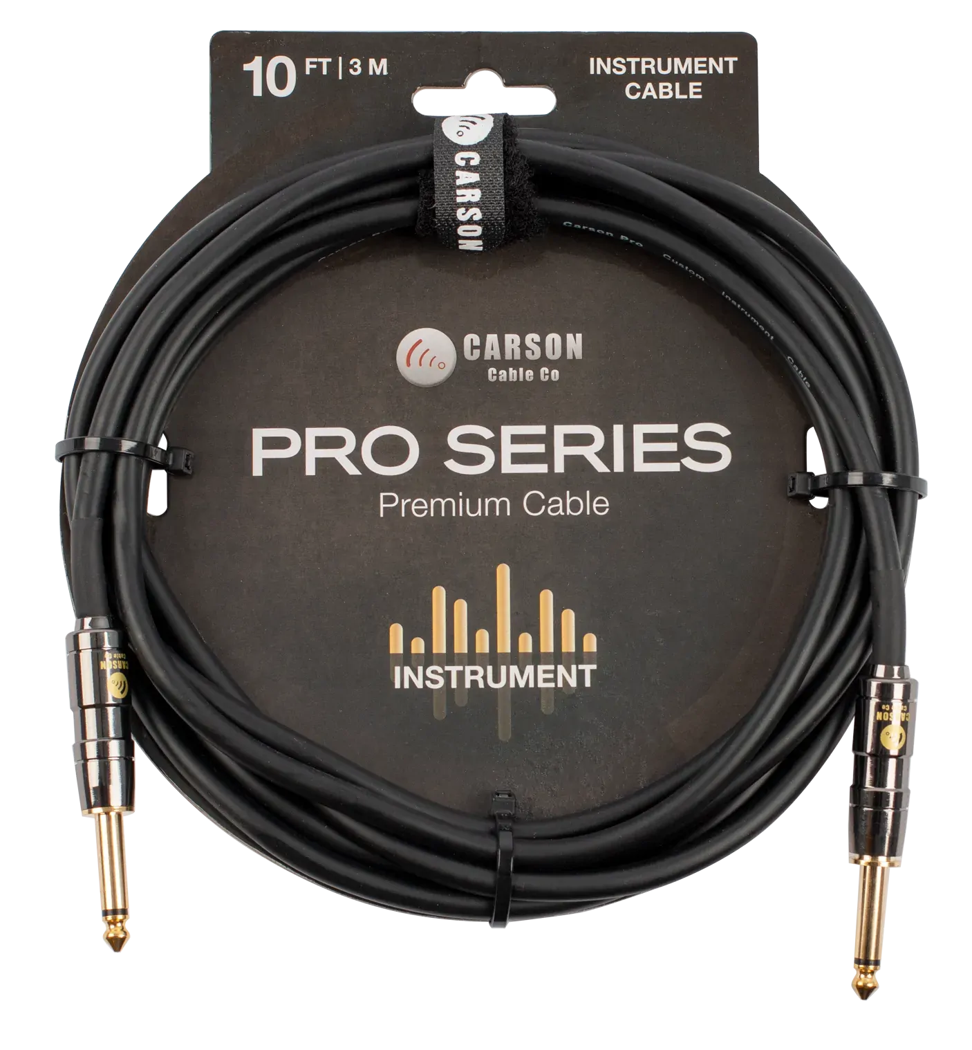 Carson Cable Co Pro 10ft Guitar Cable with Straight Jacks and Chrome Connectors