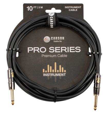 Carson Cable Co Pro 10ft Guitar Cable with Straight Jacks and Chrome Connectors