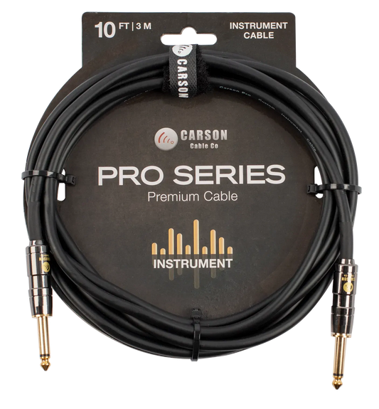 Carson Cable Co Pro 10ft Guitar Cable with Straight Jacks and Chrome Connectors
