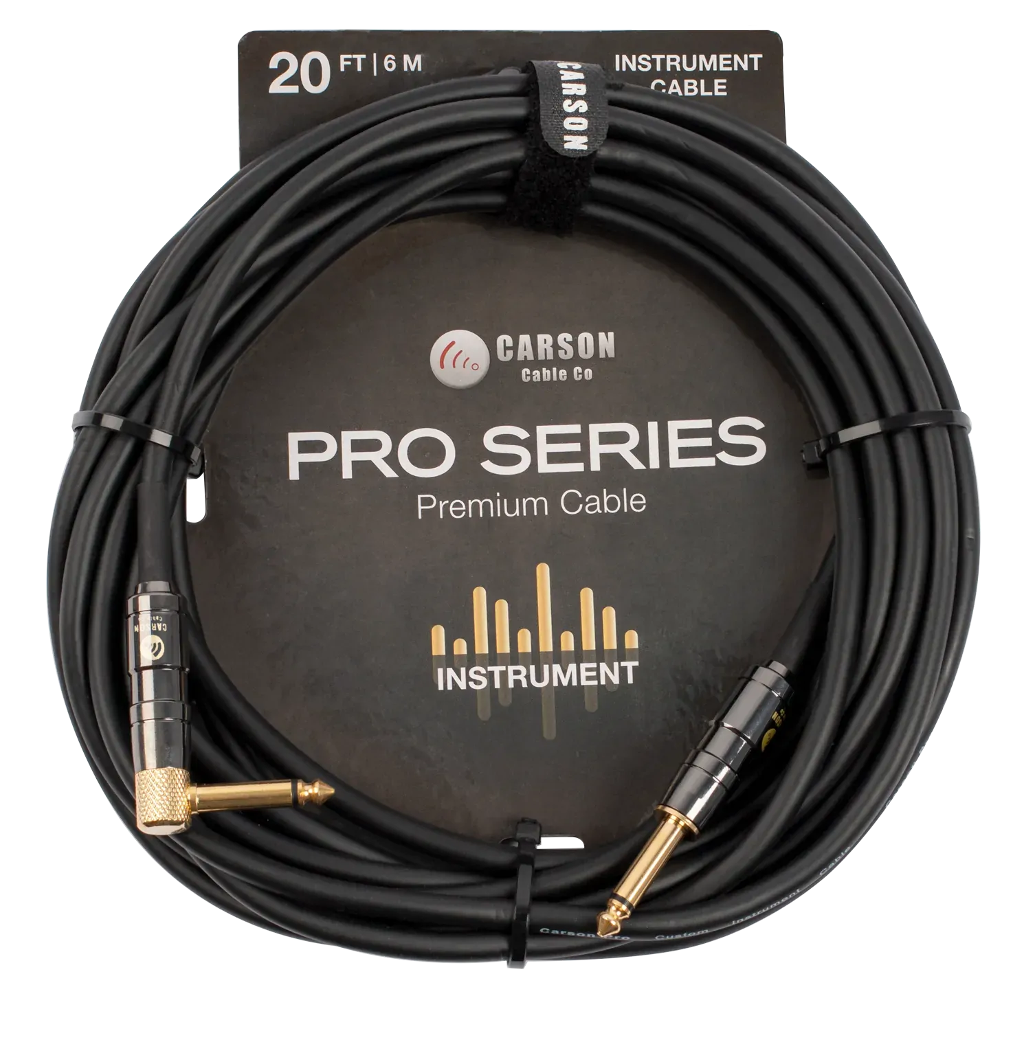 Carson Cable Co Pro Series 20ft Guitar Cable Straight/Right Angle Jacks Heavy Duty
