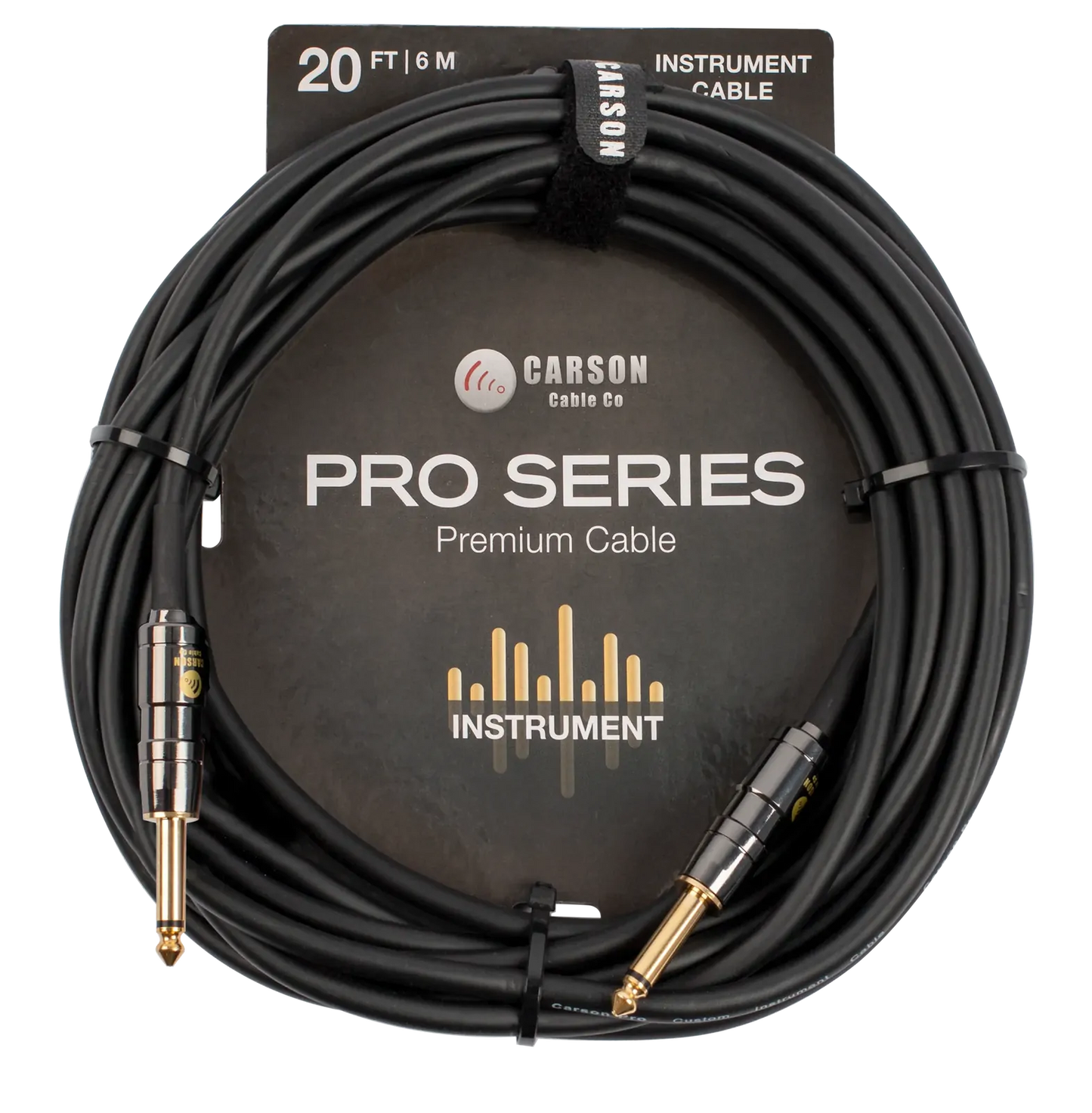Carson Cable Co Pro 20ft Guitar Cable - Straight Jacks, Chrome, Heavy Duty