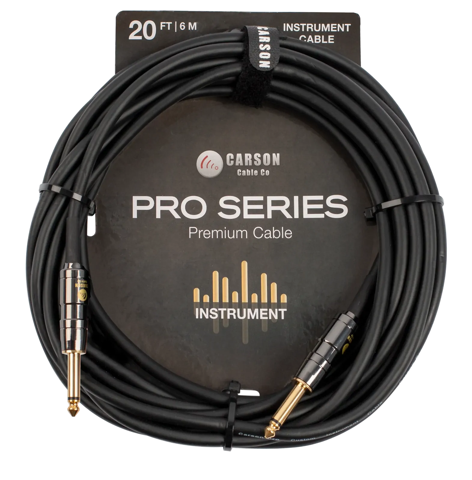 Carson Cable Co Pro 20ft Guitar Cable - Straight Jacks, Chrome, Heavy Duty