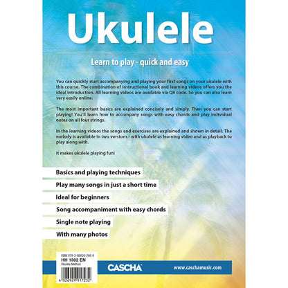 Cascha Learn To Play Ukulele Method Book with Online Video - 32 Pages, A5 Format, Ideal for Beginners, Easy Chords, Includes QR Code Learning — view 2