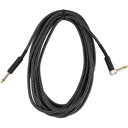 Cascha 20ft Instrument Cable with 1/4" Straight & Right-Angled Plug, Black Tweed, Gold-Plated Tip, Shielded Copper, Durable & Flexible — view 2