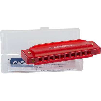 Cascha Fun Series 10-Hole Diatonic Harmonica C-Major Transparent Red with Hard Case — view 2