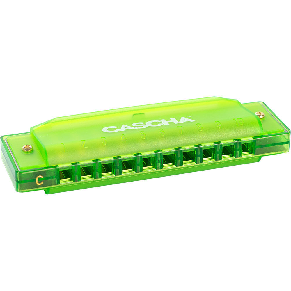 Cascha Fun Series 10-Hole Diatonic Harmonica in C-Major - Transparent Green with Hard Case