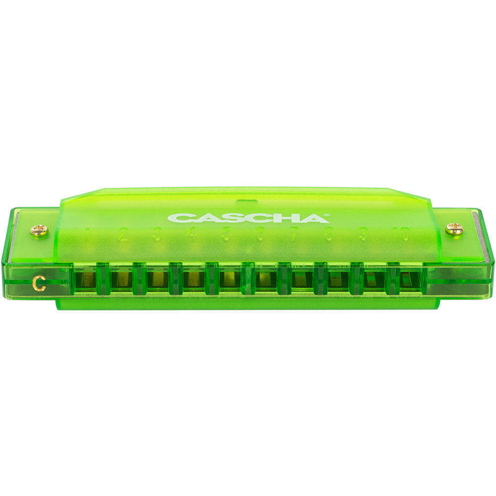 Cascha Fun Series 10-Hole Diatonic Harmonica in C-Major - Transparent Green with Hard Case — view 3
